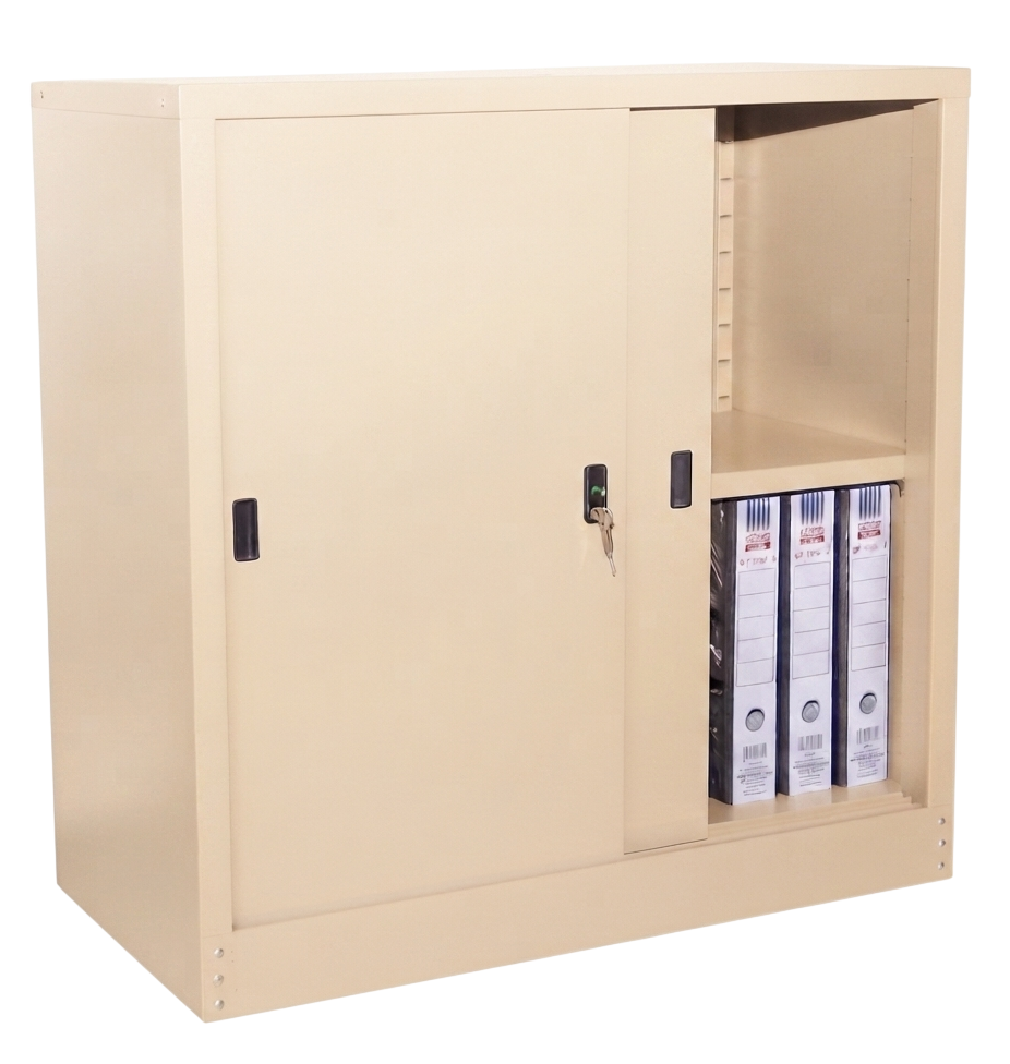 S111-BG Half Height Steel Cupboard With Steel Sliding Door - Size : 91W x 45D x 91H (cm)