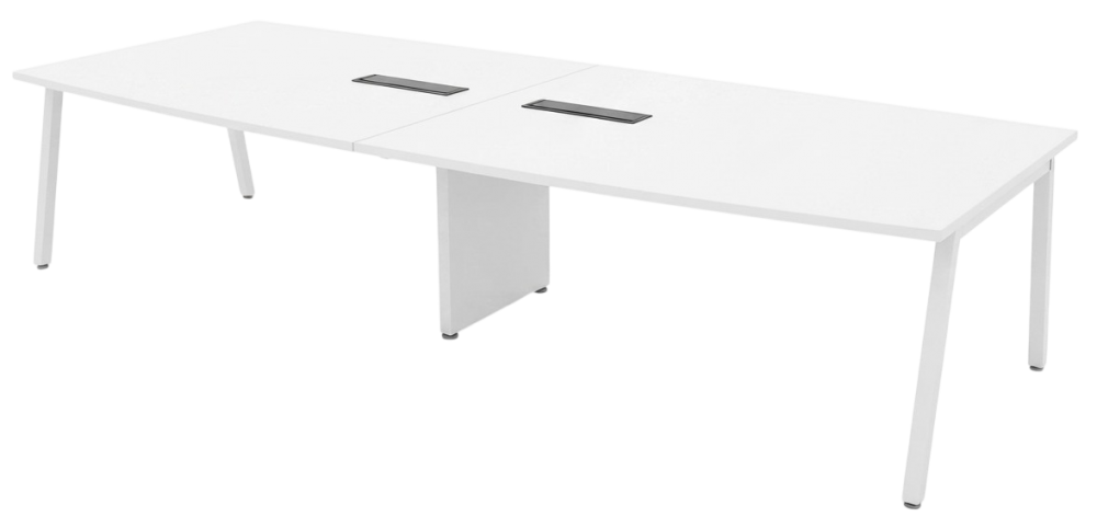 ASBB-36-WHWH Astra Series Boat Shape Conference Table C/W 2 Units Of 4 Gang Flipper Box - Size : 360W x 150/120D x 75H (cm)