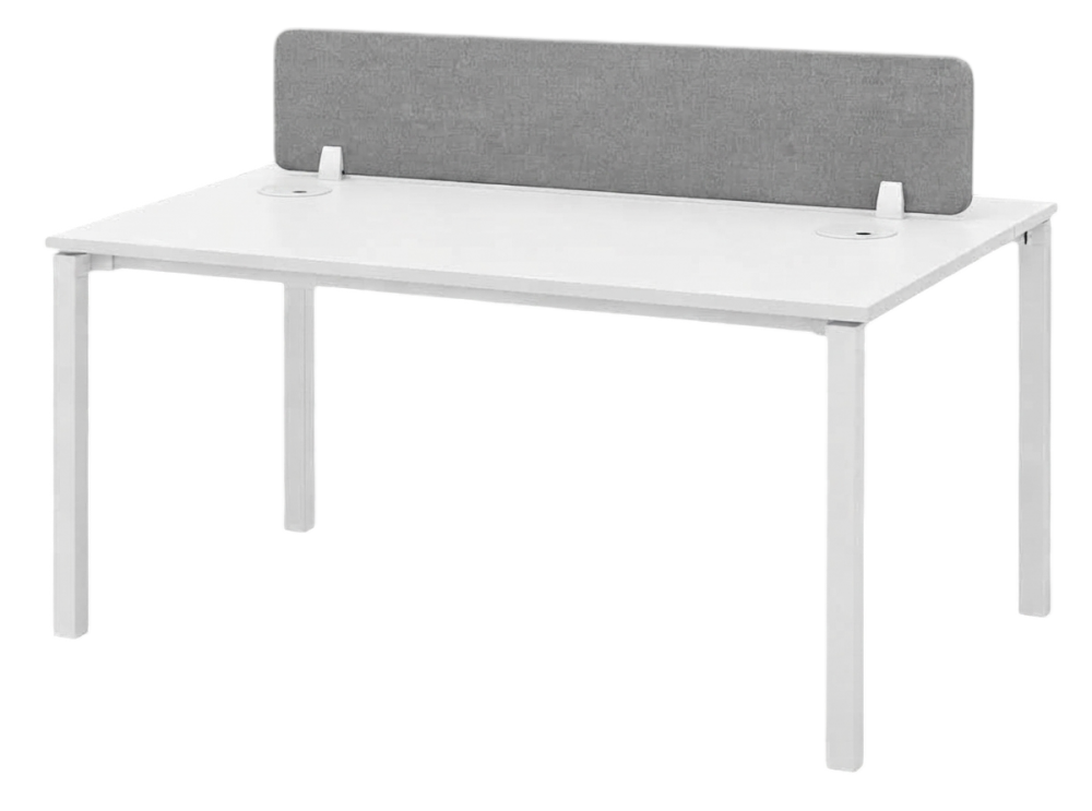 UT1Y-1260-WHWH+PWP-FP90WH-1 UT Series 1 Seater Workstation C/W Tel Cap And Fabric Desking Panel - Size : 120L x 60W x 75H (cm)