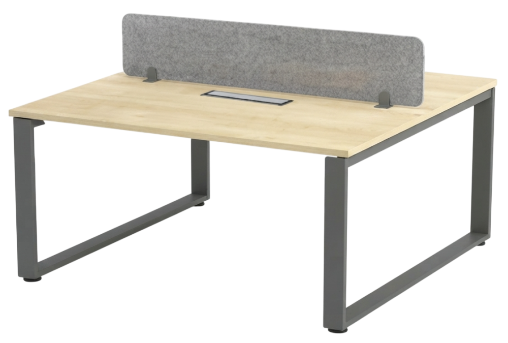 SQ2F-1260-DGMP+16SP-300900+YAC-DG SQ Series 2 Seaters Workstation With 4 Gang Flipper Box And Fabric Desking Panel - Size : 120L x 120W x 75H (cm)