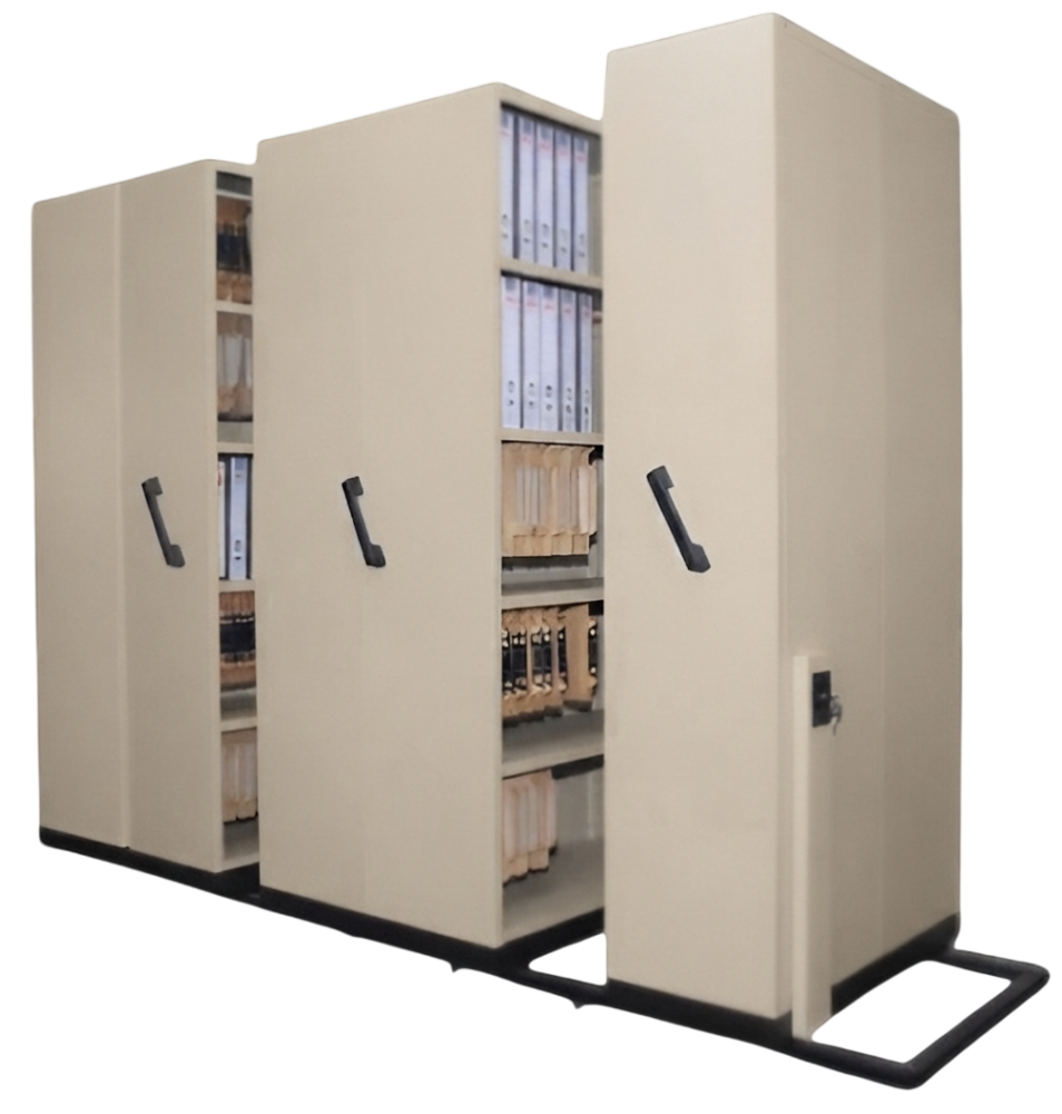 S117/5-BG 5 Bays Mobile Steel Compactor (1xSingle Static Bay, 1xDouble Moveable Bay & 2xSingle Moveable Bay)- Size : 291W x 91D x 211H (cm)