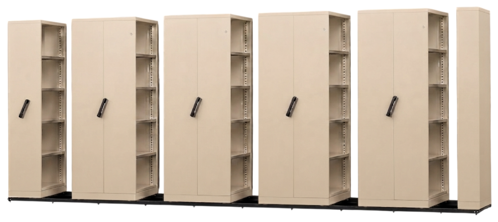 S117/D-BG 10 Bay Mobile Steel Compactor(1xSingle Static Bay, 3xDouble Moveable Bay & 1xSingle Moveable Bay)- Size : 417W x 91D x 211H (cm)