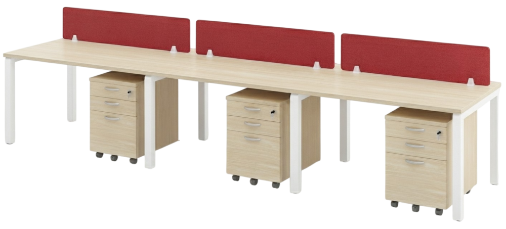NK3Y-1260-WHBA NK Series 3 Seaters Workstation (Side By Side) C/W Tel Cap - Size : 360L x 60W x 75H (cm)