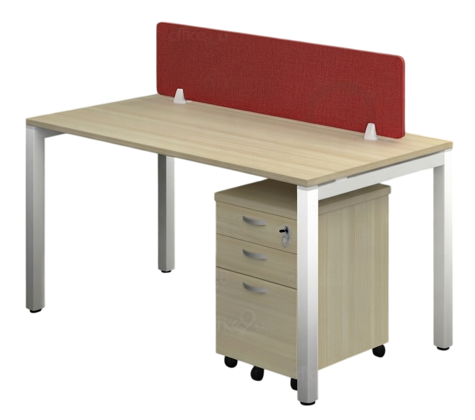 NK1-1560-WHBA+PWP-FP120WH-1+PWP-QYMP3-BA-1 NK Series 1 Seater Workstation C/W Tel Cap, Fabric Desking Panel And Mobile Pedestal 2D 1F - Size : 150L x 60W x 75H (cm)