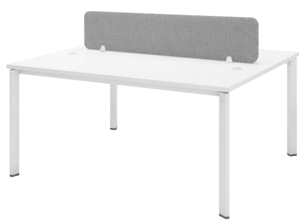 UT2F-1575-WHWH+PWP-FP120WH-1 UT Series 2 Seaters Workstation (Face To Face) C/W Tel Cap And Fabric Desking Panel  - Size : 150L x 150W x 75H (cm)