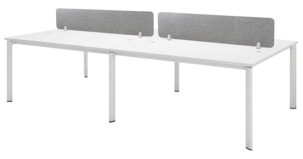 UT4F-1275 WHWH+PWP-FP90WH-1 UT Series 4 Seaters Workstation (Face To Face) C/W Tel Cap & Desking Panel - Size : 240L x 150W x 75H (cm)