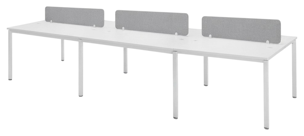 UT6F-1275-WHWH+PWP-FP90WH-3 UT Series 6 Seaters Workstation (Face To Face) C/W Tel Cap & Fabric Desking Panel - Size : 360L x 150W x 75H (cm)