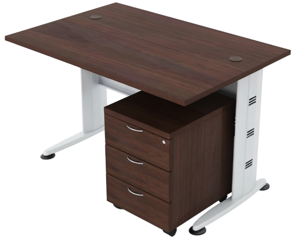COMBO-Q01-4 Quincy Series Rectangular Metal J-Leg Table Set With Mobile Pedestal 3 Drawers - Size : 120W x 80D x 75H (cm)