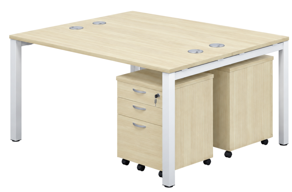Set NK Series 2 Seaters Workstation C/W Tel Cap & Mobile Pedestal 2D 1F - Size : 150L x 150W x 75H (cm)