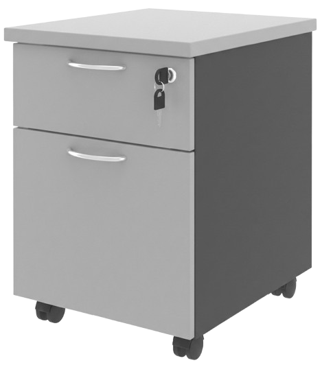 GM2 Mobile Pedestal 1-Drawer And 1-Filing (1D1F) - Size : 40W x 48D x 56H (cm)