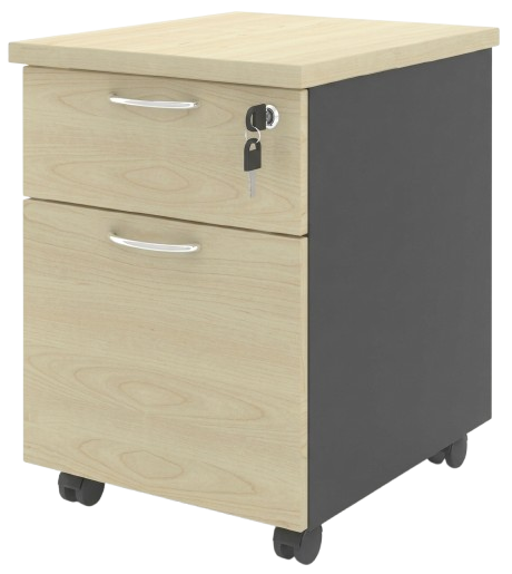 GM2 Mobile Pedestal 1-Drawer And 1-Filing (1D1F) - Size : 40W x 48D x 56H (cm)