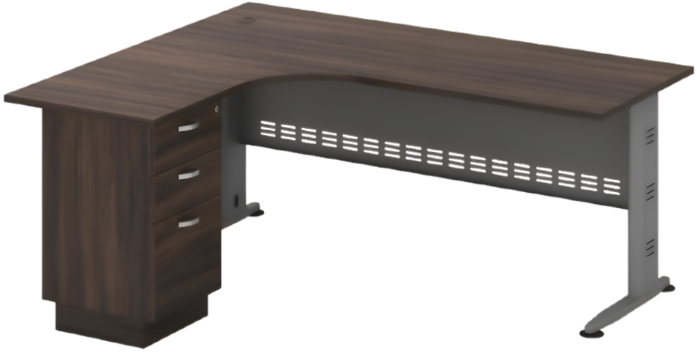 QL-1515-3D-ACSV Quincy Series L Shape Metal Table Set With Fixed Pedestal 2D1F - Size : 150/70L x 15