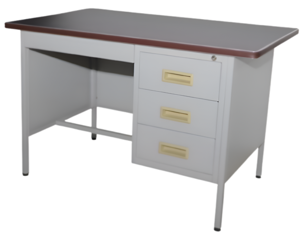 S102/LT 4Ft Singler Pedestal Desk With Black Linoleum Top - Size : 122W x 76D x 76H (cm)