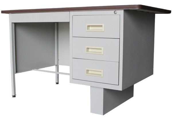S102-LTBL-LG 4Ft Single Pedestal Desk With Block Leg (Black Linoleum Top) - Size : 122W x 76D x 76H (cm)