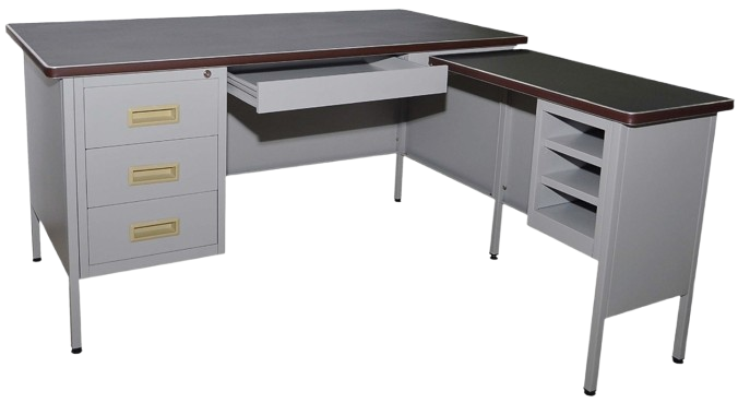 S101-LT 5Ft L Shape Desk With Black Top Linoleum Top - Size : 152W x 76D x 76H (cm)