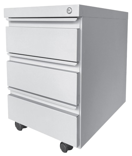 S181-LG Steel Mobile Pedestal 3 Drawers - Size : 40W x 49D x 55H (cm)