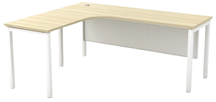 SML552-WHBA Skywalk Series Compact L Shape Table With Metal Modesty Panel - Size : 150/60L x 150/60W x 75H (cm)