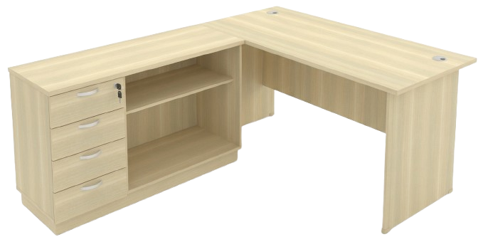 EX05-157-BA Exotic Series Rectangular Table Set With Combination Low Cabinet (Open Shelf + Fixed Pedestal 4D) -Size : 150W x 190D x 75H (cm)​