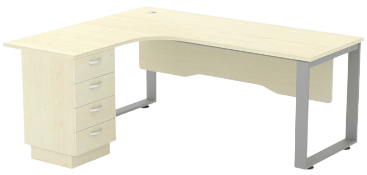 SQWL-552-4D-DGBA Superior Compact Table With 4 Drawers Fixed Pedestal (Left/Right) - Size : 150L/60D X 150W/60D X 75H (cm)
