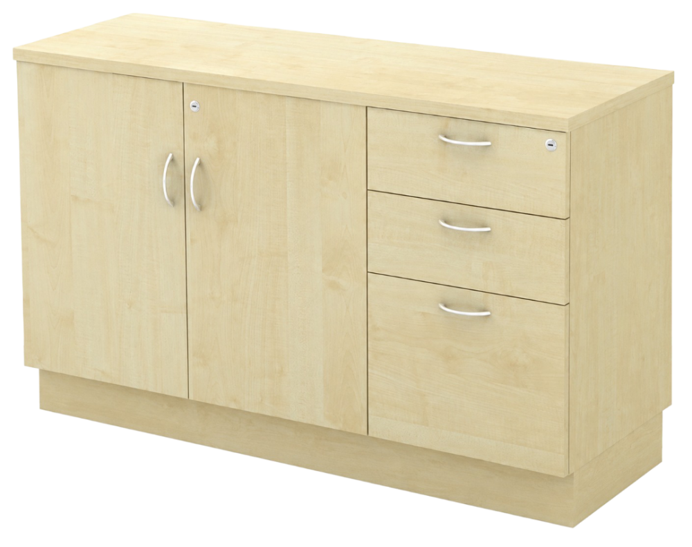 Q-YDP7124-MP Combination Low Cabinet (Swinging Door + Fixed Pedestal 4D) - Size : 120W x 45D x 75H (cm)