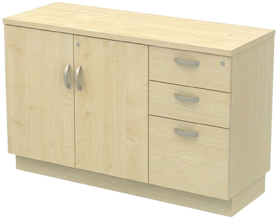 Q-YDP7123-MP Combination Low Cabinet (Swinging Door + Fixed Pedestal 2D1F) - Size : 120W x 45D x 75H (cm)