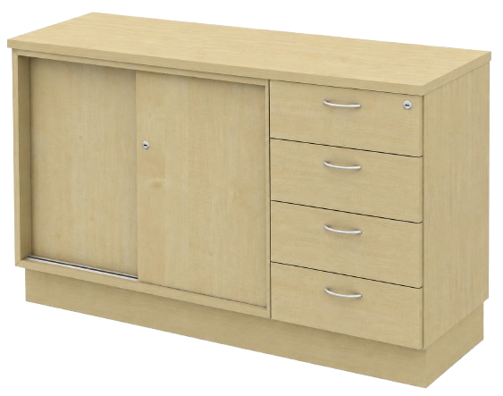 Q-YSP7124-MP Combination Low Cabinet (Sliding Door + Fixed Pedestal 4D) - Size : 120W x 45D x 75H (cm)