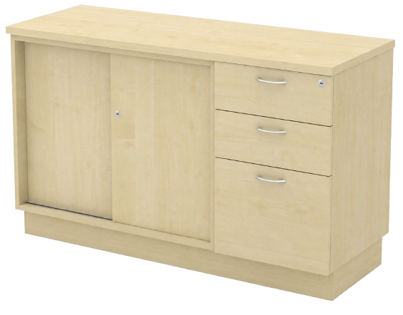 Q-YSP7123-MP Combination Low Cabinet (Sliding Door + Fixed Pedestal 2D1F) - Size : 120W x 45D x 75H (cm)