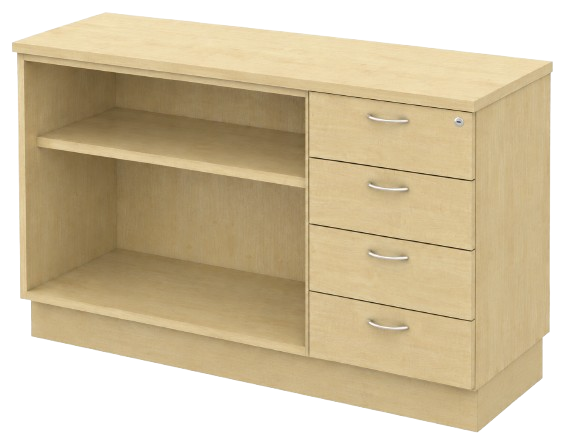 Q-YOP7124-MP Combination Low Cabinet (Open Shelf + Fixed Pedestal 4D) - Size : 120W x 45D x 75H (cm)
