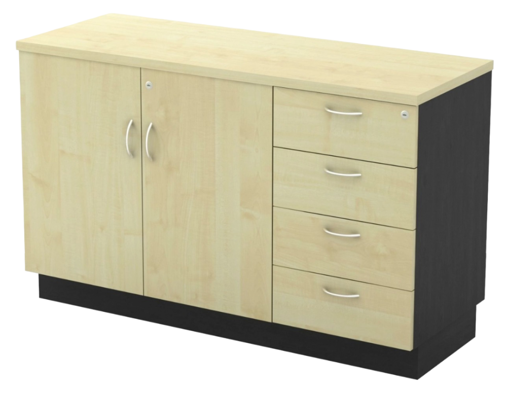 T-YDP7124-DGMP Combination Low Cabinet (Swinging Door + Fixed Pedestal 4D) - Size : 120W x 45D x 75H (cm)
