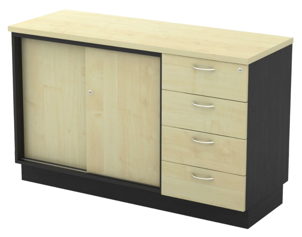 T-YSP7124-DGMP Combination Low Cabinet (Sliding Door + Fixed Pedestal 4D) - Size : 120W x 45D x 75H (cm)