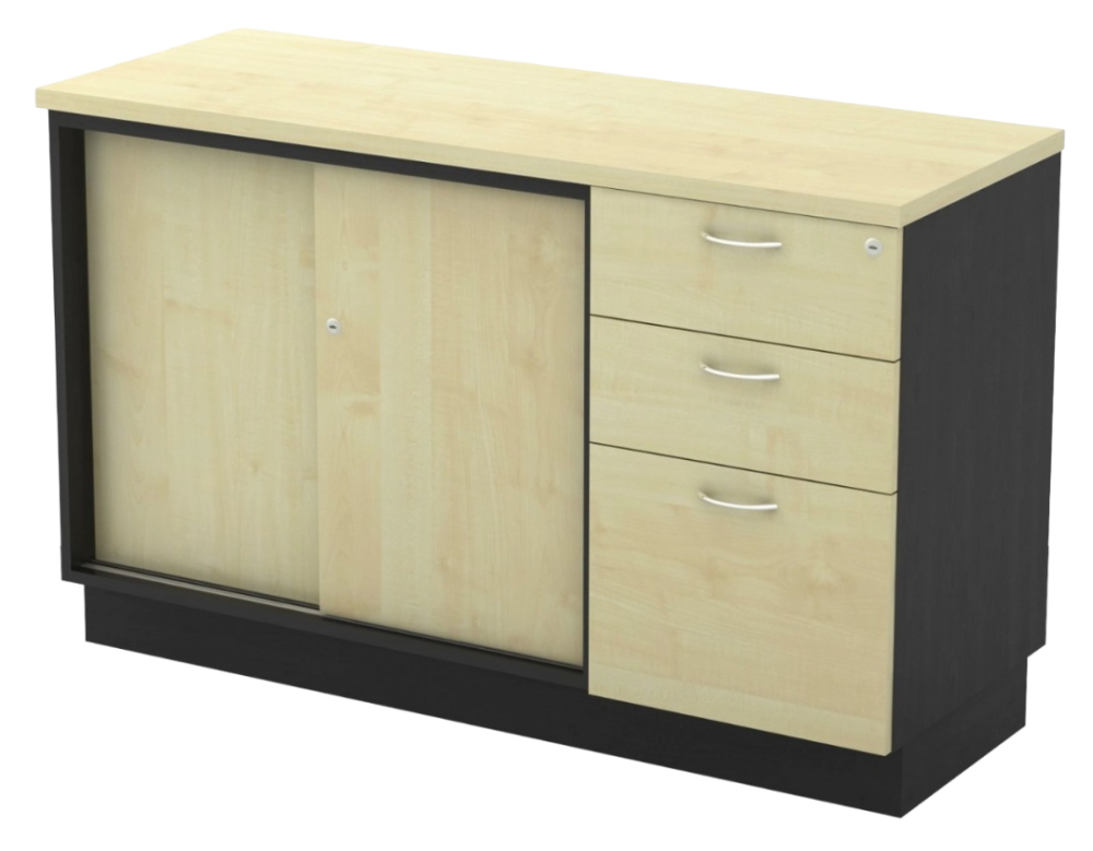T-YSP7123-DGMP Combination Low Cabinet (Sliding Door + Fixed Pedestal 2D1F) - Size : 120W x 45D x 75H (cm)