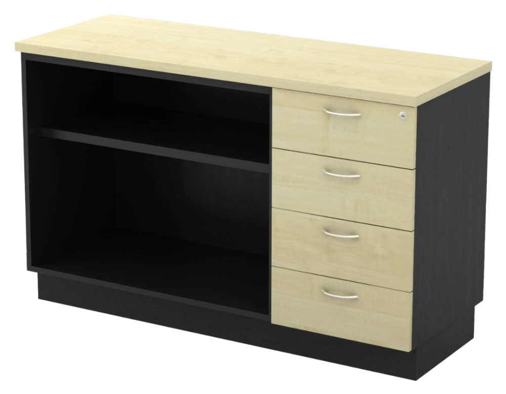 T-YOP7124-DGMP Combination Low Cabinet (Open Shelf + Fixed Pedestal 4D) - Size : 120W x 45D x 75H (cm)