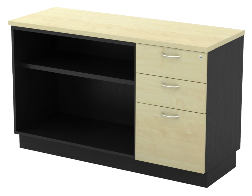 T-YOP7123-DGMP Combination Low Cabinet (Open Shelf + Fixed Pedestal 2D1F) - Size : 120W x 45D x 75H (cm)