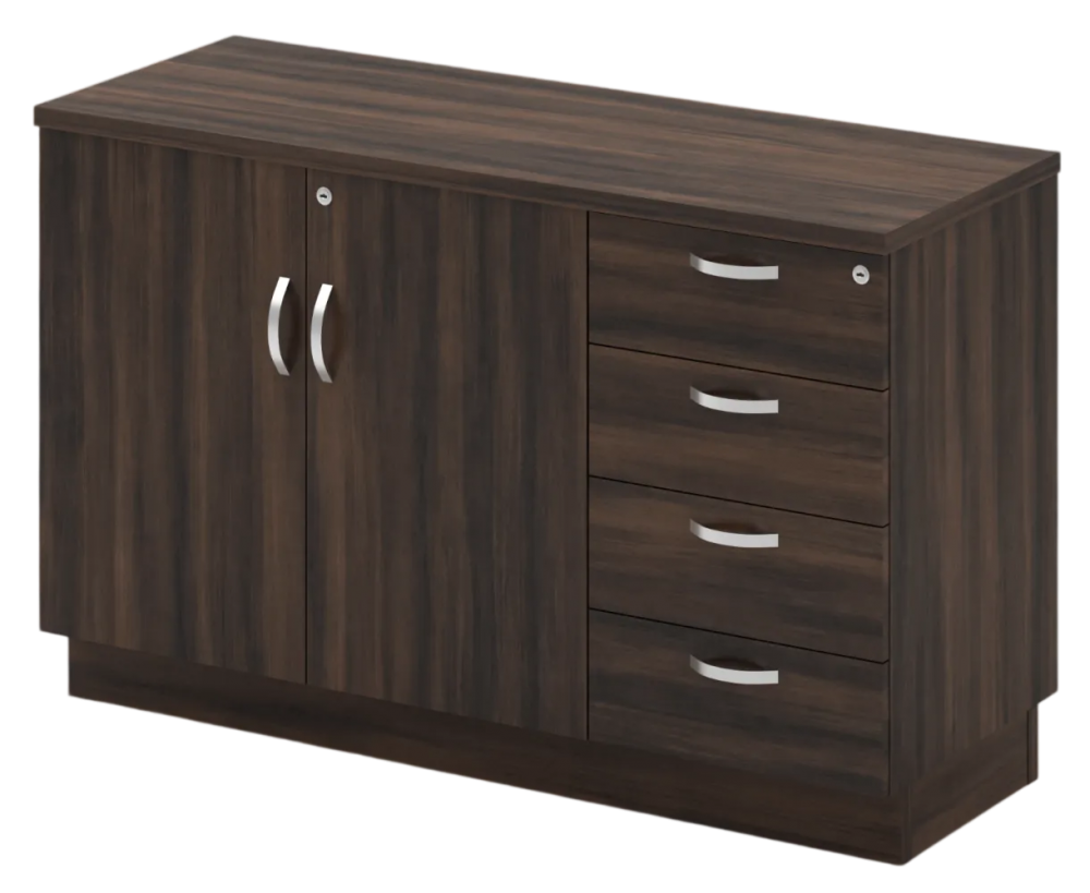 Q-YDP7124-AC Combination Low Cabinet (Swinging Door + Fixed Pedestal 4D) - Size : 120W x 45D x 75H (cm)