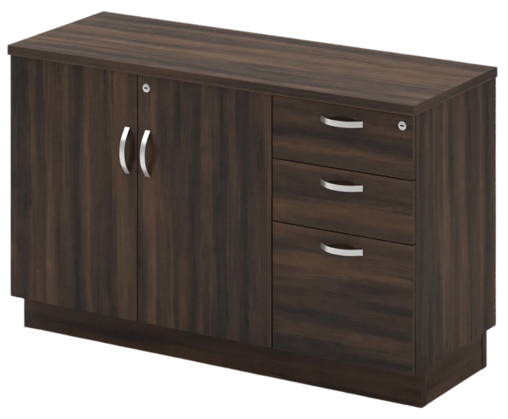 Q-YDP7123-AC Combination Low Cabinet (Swinging Door + Fixed Pedestal 2D1F) - Size : 120W x 45D x 75H (cm)