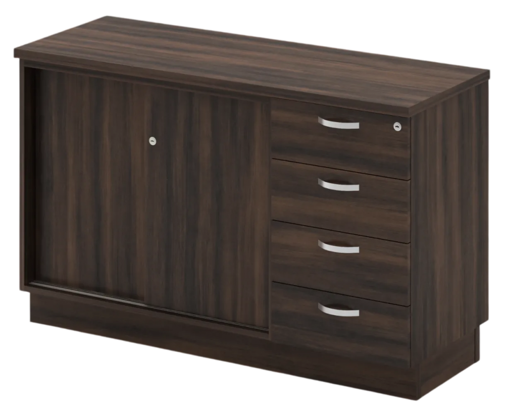 Q-YSP7124-AC Combination Low Cabinet (Sliding Door + Fixed Pedestal 4D) - Size : 120W x 45D x 75H (cm)