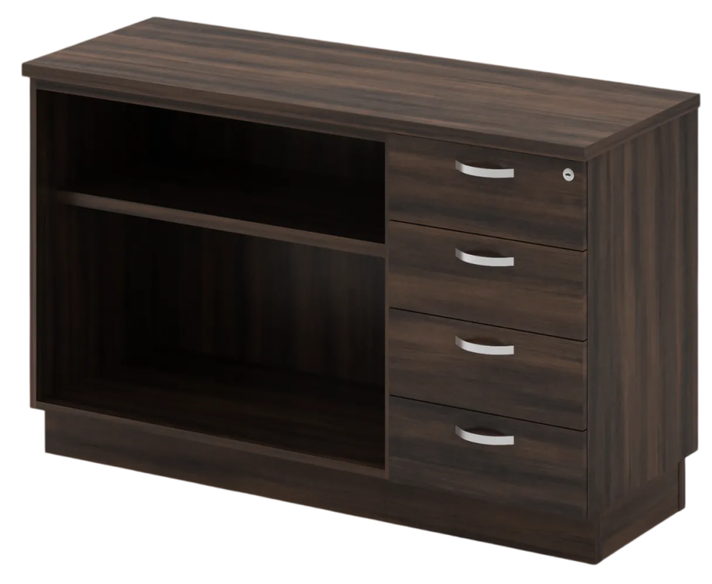 Q-YOP7124-AC Combination Low Cabinet (Open Shelf + Fixed Pedestal 4D) - Size : 120W x 45D x 75H (cm)