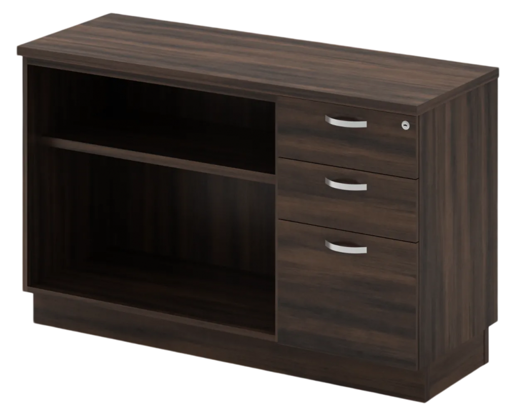 Q-YOP7123-MP Combination Low Cabinet (Open Shelf + Fixed Pedestal 2D1F) - Size : 120W x 45D x 75H (cm)