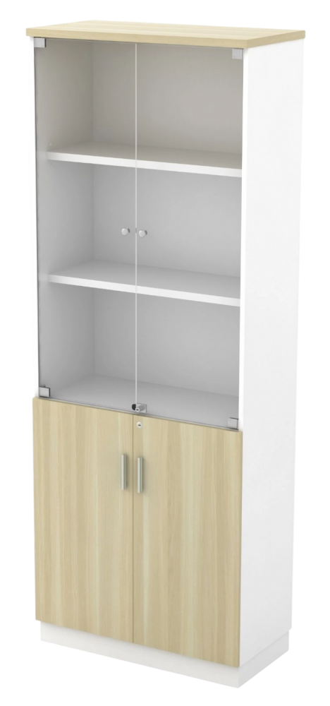 B-YGD21-WHBA Swinging Glass Door High Cabinet - Size : 80W x 40D x 211H (cm)