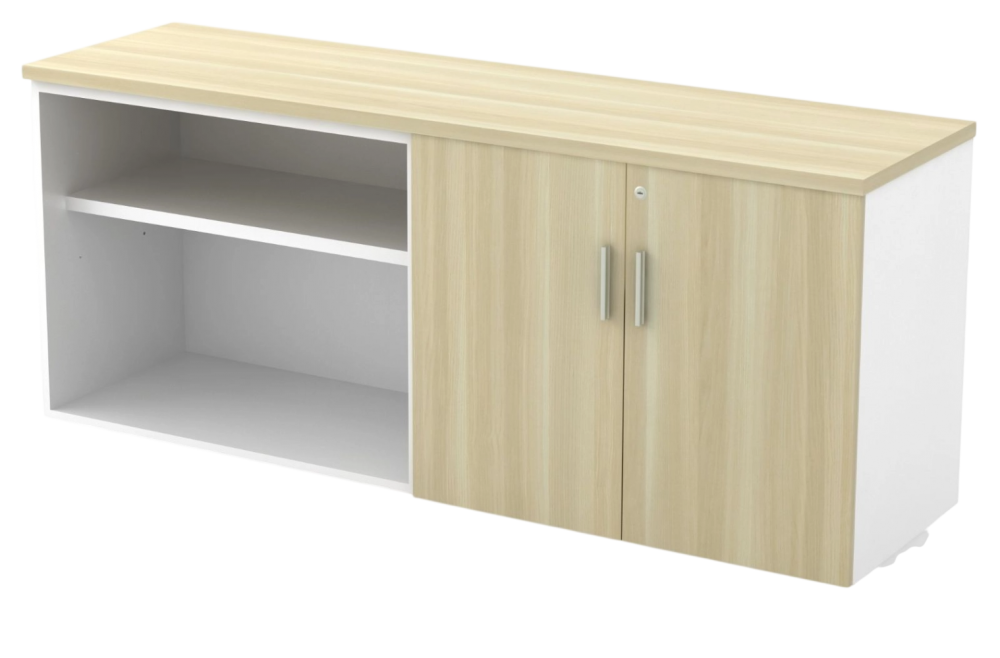 B-YOD7160-WHBA Combination Low Cabinet (Open Shelf + Swinging Door) - Size - 160W X 45D X 75H (cm)