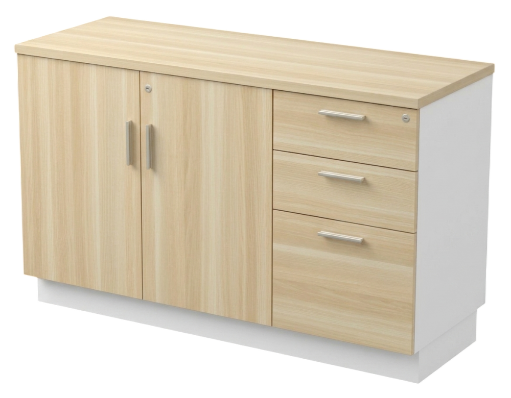 B-YDP7123-WHBA Combination Low Cabinet (Swinging Door + Fixed Pedestal 2D1F) - Size : 120W x 45D x 75H (cm)