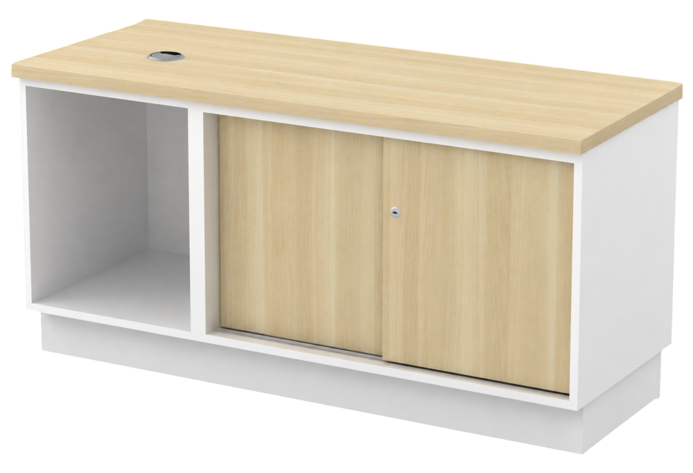 B-YOS1206-WHBA Side Cabinet (Open Shelf + Sliding Door) - Size : 120W x 45D x 60H (cm)