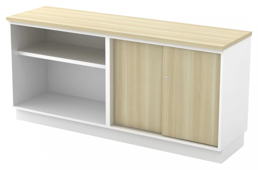 B-YOS7160-WHBA Combination Low Cabinet (Open Shelf + Sliding Door) - Size : 160W X 45D X 75H (cm)