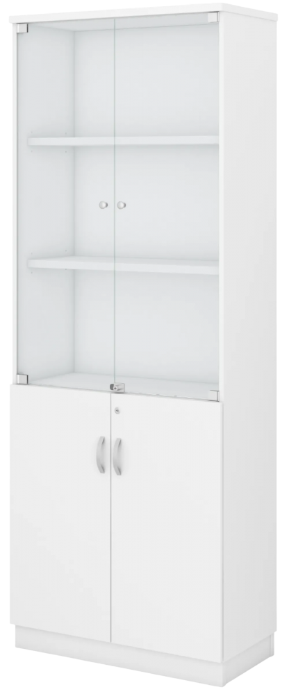 Q-YGD21-WH Swinging Glass Door High Cabinet - Size : 80W x 40D x 211H (cm)