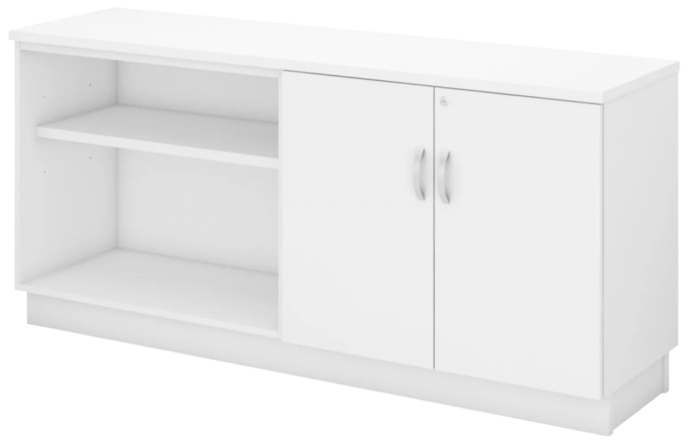 Q-YOD7160-WH Combination Low Cabinet (Open Shelf + Swinging Door) - Size - 160W X 45D X 75H (cm)