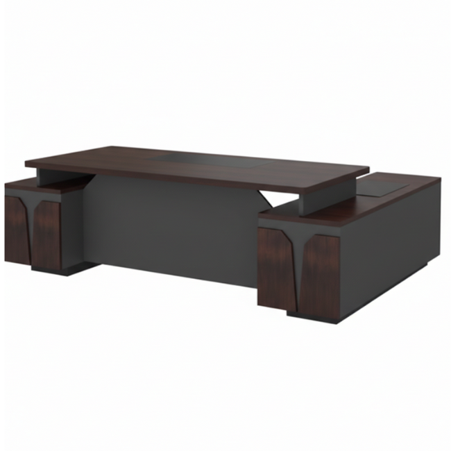 Titan Series Director Table Set C/W Long Side Cabinet & Fixed Pedestal - Size : 240L/101D x 181W/50D