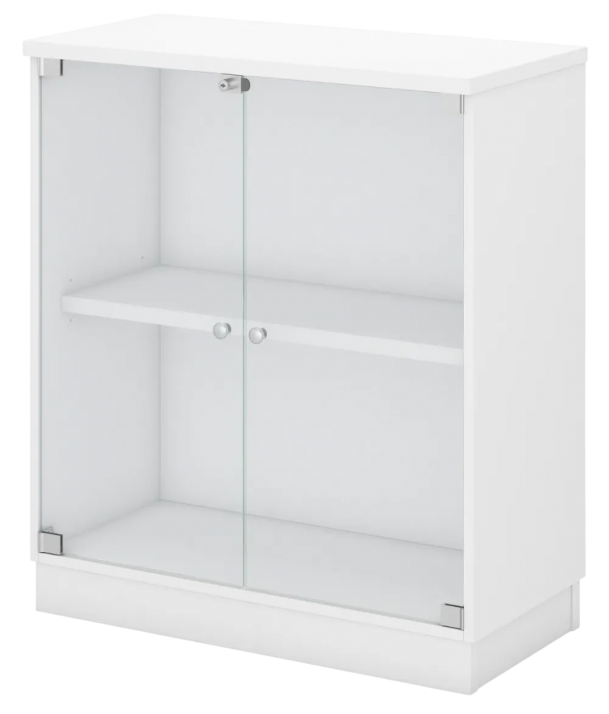 Q-YG9-WH Swinging Glass Door Low Cabinet - Size : 80W x 40D x 91H (cm)