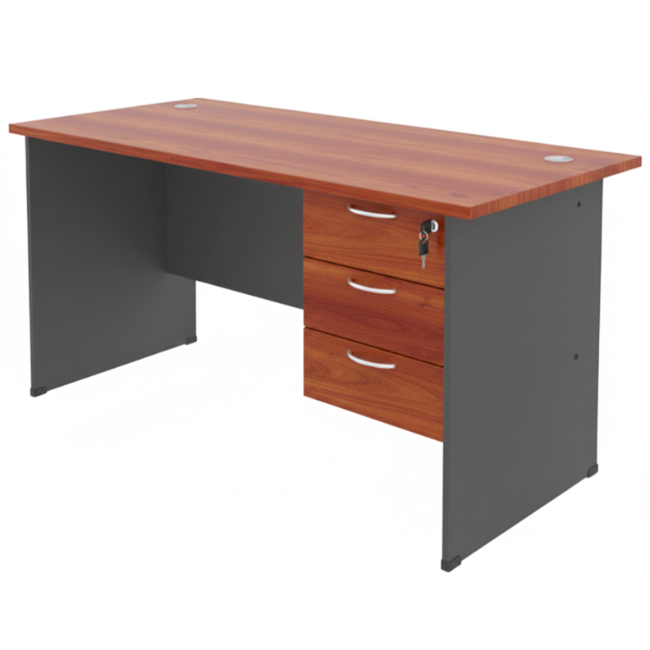 G-Series Rectangular Table Set with 3-Drawers Fixed Pedestal - Size : 120L x 70W x 75H (cm)