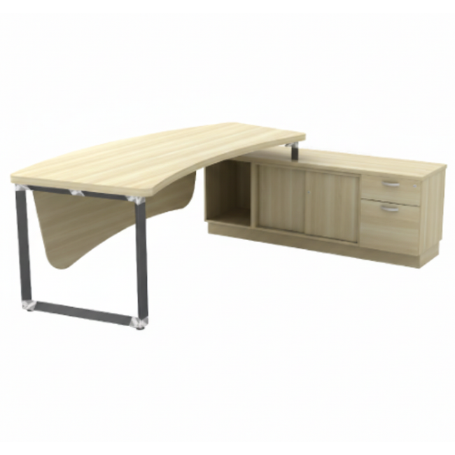 Q-OX2462 OverJoy Series Director Table With Side Cabinet - Size : 230L/85D x 180W/45D x 76H (cm)