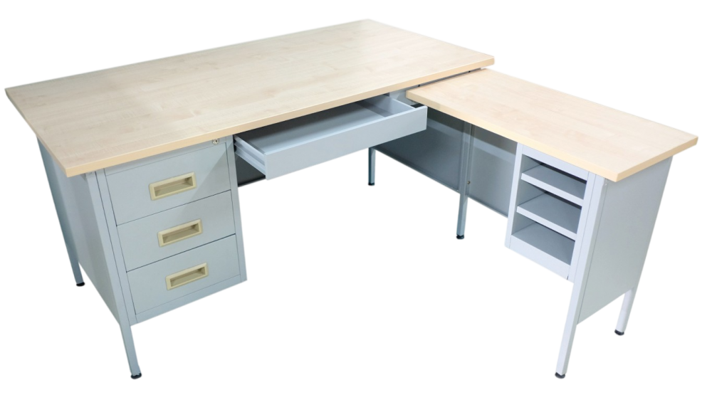 S101/MT 5ft L-Shape Desk With Melamine Chipboard Top - Size : 152W x 76D x 76H (cm)